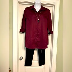 Chicos wrinkle resistant shirt. Burgundy size 3 (16/18)